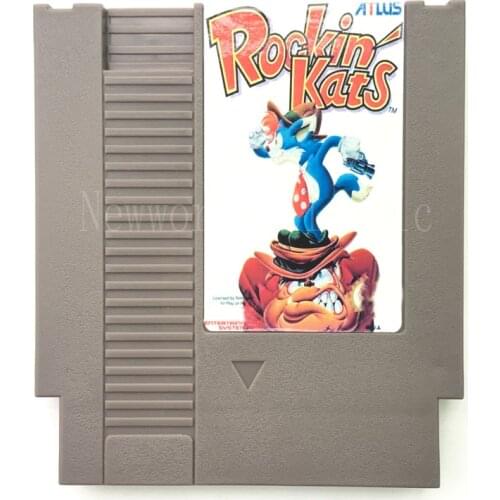 Rockin Kats Video Game Cartridge Card For 72 Pin 8 Bit Game Player