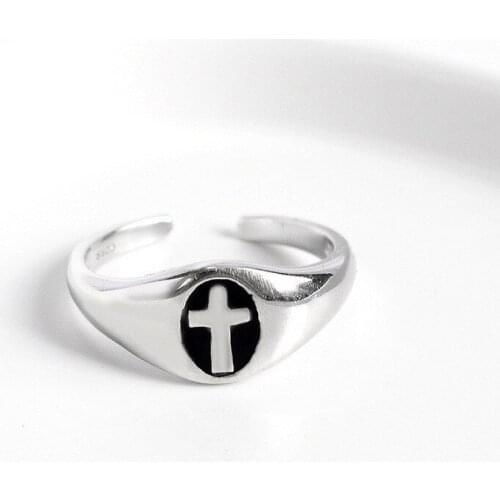 Vintage 925 Sterling Silver Cross Finger Rings For Women Girls Wedding Creative Fine Jewelry jz419