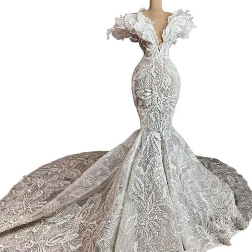 High Quality Off-The-Shoulder Mermaid White Woman Evening Dresses Mermaid Sweep Train Party Dress robes de soirée femme chic