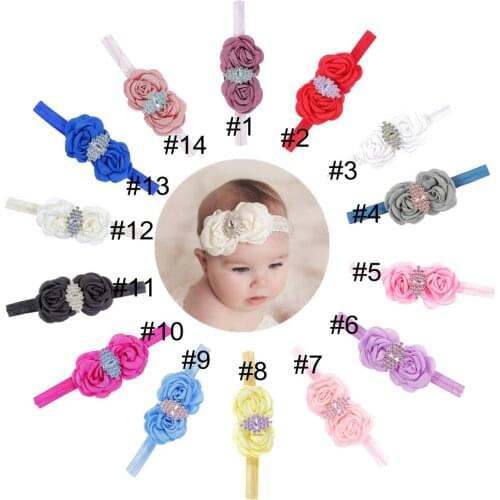 Yundfly 2018 Newborn Burn Rose Flower Headband With Crystal Rhinestone Elastic Girls Kids Headwear Photography Props Cute Gift