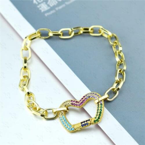 2021 Classic Love Buckle Zircon Gold Bracelet for Woman Korean Fashion Jewelry Gothic Accessories Party Girls Sexy Bracelet