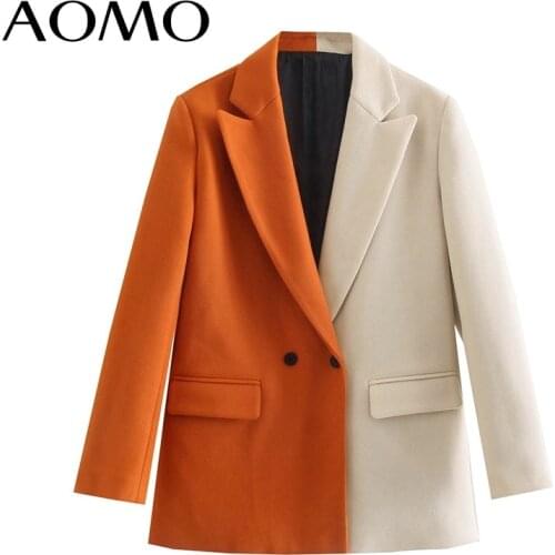 AOMO Women Thick Warm Woolen Blazer Female Long Sleeve Elegant Jacket Ladies Work Wear Blazer Formal Suits 8Y166A