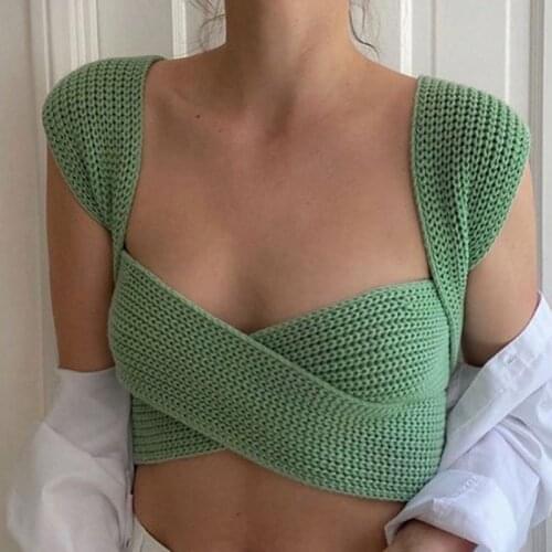 Design Women Vest Multi Wrap Off Shoulder Strapless Sexy Crop Tops Knitted Bandage Summer New Female Tank Tops