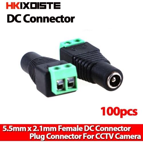 100Pcs 2.1 x 5.5mm DC Power Female Plug Jack Adapter Connector Plug for CCTV DVR LED Strip Light