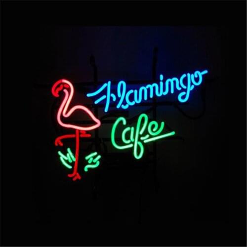 19*15"FLAMINGO CAFE NEON SIGN Signboard REAL GLASS BEER BAR PUB Billiards display Restaurant Shop christmas Light Signs