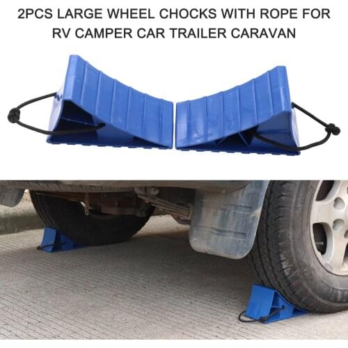 2PCS Large Wheel Chocks with Rope for RV Car Tire Chocks Trailer Solid Heavy Duty Wheel Chocks