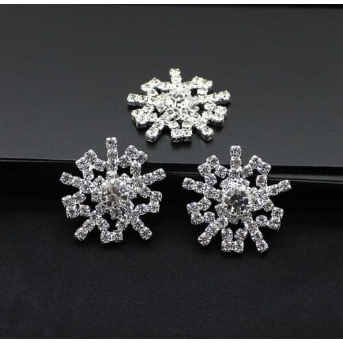 20Pcs 21mm snowflake Rhinestone button Wedding Embellishment Flatback Buttons