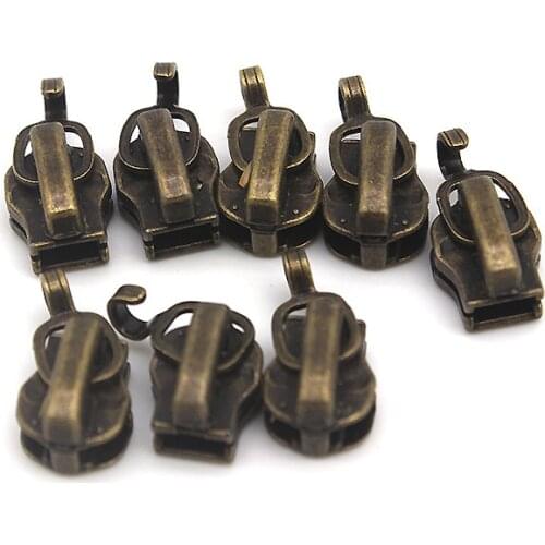 20Pcs 3# metal non lock ZA slider zipper head shiny finish puller replaced s for DIY designer sample clothes bag accessories