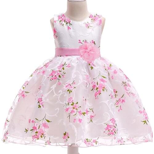 2018 baby girl summer Flower Princess chiffon dresses for girls birthday Party Dress children clothing kids sleeveness dresses