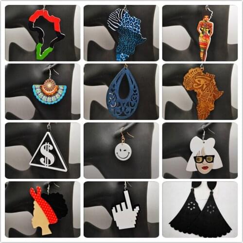 2020 few stock african black wooden earrings