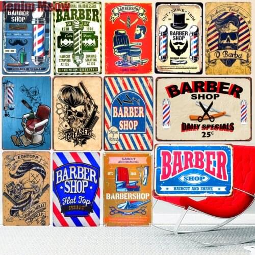 20x30cm BARBER Shop Vintage Metal Tin Signs Bar Cafe Decoration Plaque Shop Billboard Haircuts Wall Art Poster Home Stickers