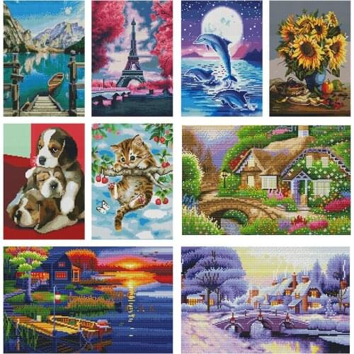 5D DIY Diamond Painting Rhinestones Mosaic Art Puppy Cat Dolphins Scenery Embroidery Cross Stitch Kit Home Decor Handmade Gift