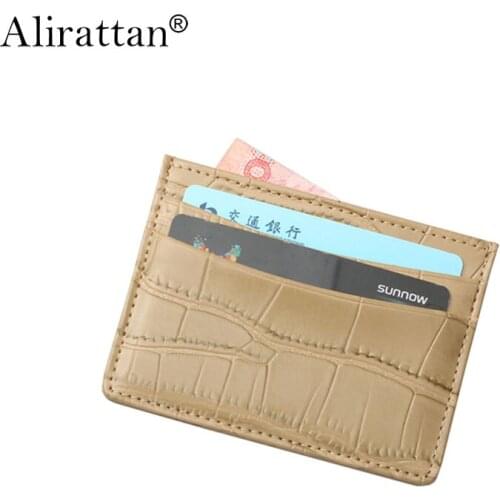 Alirattan New Genuine Leather Credit ID Card Wallet 2021 High Quality Crocodile Pattern Card Case ID Card Holder Wallet Purse