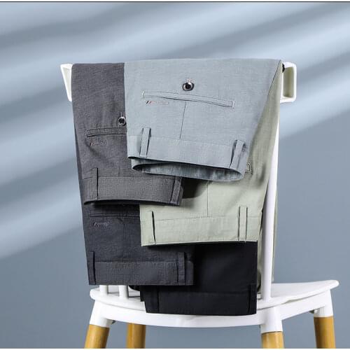 High Quality MenS Modal Tencel Thin Casual Pants Spring Summer Straight Loose Business Suit Trousers Male Classic Brand Clothes