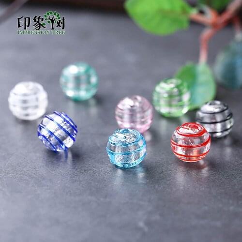 10pcs 12mm Silver Foiled Inlay Lampwork Beads Handmade Color Spiral Around Beads Charms Ornaments Bracelets DIY Jewelry Making