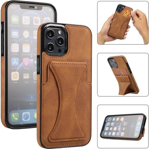 Funda Case for iPhone 12 Pro Max 11 Pro Max XS Max XR 7 8 Plus PU Leather Card Slot Coque Bracket Protective Phone Case Cover