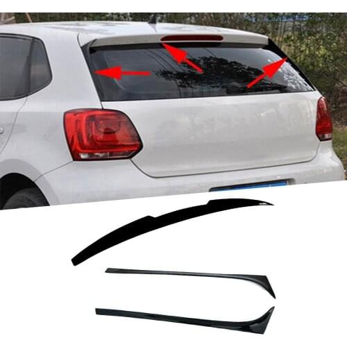 ABS Black Car Rear Roof Spoiler Window Trim Wings for Volkswagen VW Polo Standard 2011-2018 Not For GTI R Boot Tail Side Winglet