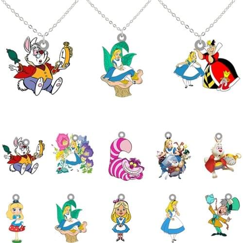 Disney Alice In Wonderland Epoxy Jewelry Long Chain Necklace Design Gift Necklace Epoxy Girl Accessories