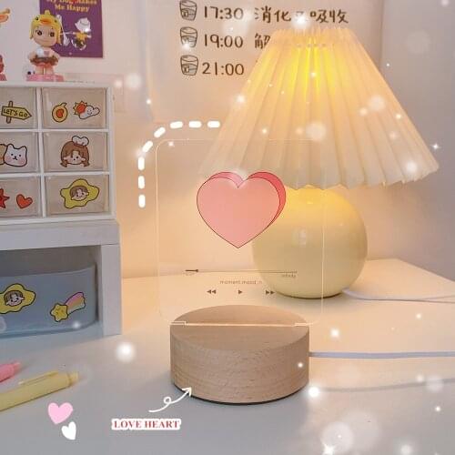 Kawaii 3D Love Heart Song Player Bedside Lamp Reading Aid Tool Night Light Adjustable Lamp Girls Kids Birthday Gift