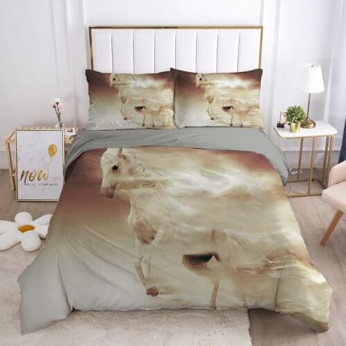 Horses Printed Duvet Cover Set Twin Full Queen King Bedding Comforter Kids Bedspread Soft Lightweight Quilt Animals Home Textile