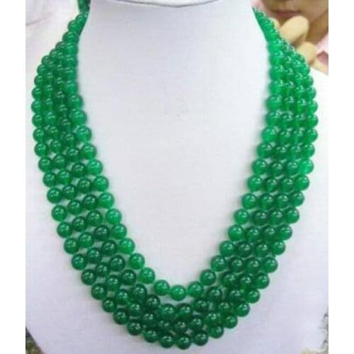 Beautiful 10 MM Green Round beads Necklace 100" Hand Knotted