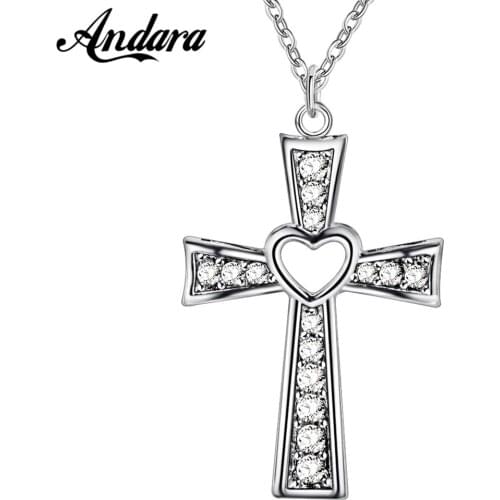 Cross Crystal Pendant 925 Silver Necklace Women Necklace Women Fashion Jewelry Gift