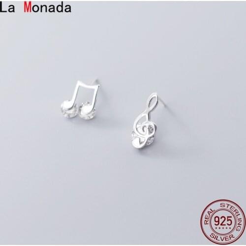 La Monada Stud Earrings For Women Silver 925 Fine Women Earrings Jewelry Music Note Stud Earrings 925 Sterling Silver Zircon