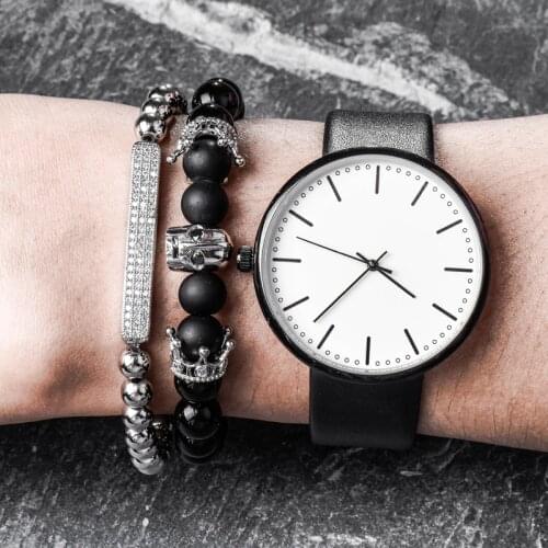 Fashion Luxury Warrior Crown Black Ag. Bracelet Micro Zircon Stone Women Men Beaded Elastic Strand 8mm bead Bracelet MBC13