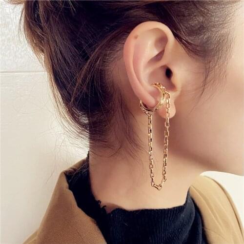 Hip-Hop Rock Fashion Personality Earrings Ear Bone Clip One-Piece Light Luxury High Quality Ear Clip Chain Cool Wind Earrings