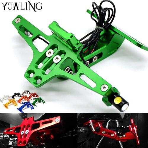 Motorcycle Adjustable License Number Plate Bracket Frame Holder Turn Signal led light for Kawasaki ZXR400 ZX9R Z750S NINJA 400R