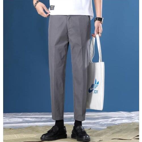 Pants 2021 Mens Spring And Summer New Korean Fashion Cropped Slim Leggings Casual Solid Color Sport Recommend