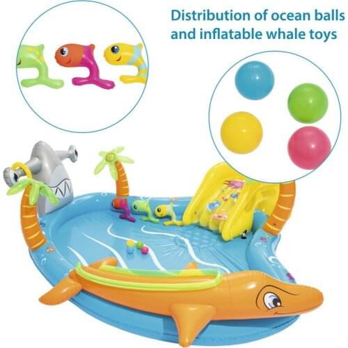 Dinosaur Inflatable Swimming Pool Play Center Pool For Kids With Three Inflatable Whale Toys And Four Ocean Balls