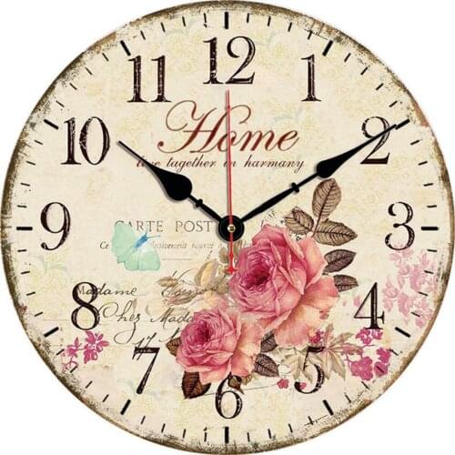 Home Garden European Style Rose Flowers Wall Clock reloj de pared Silent Quiet Decorative for Kitchen Home Office Wall Decor