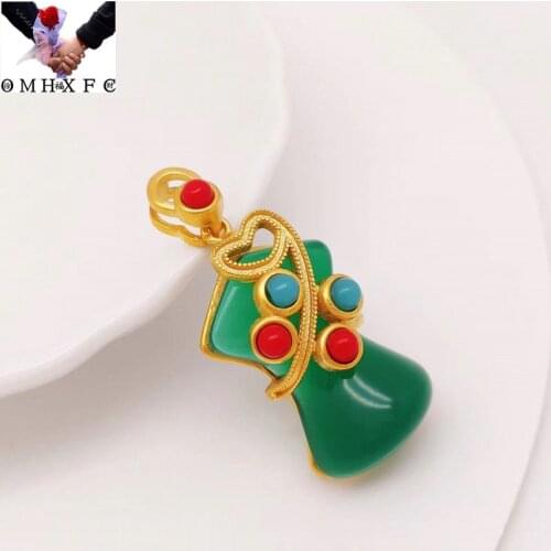 OMHXFC Jewelry Wholesale YM643 European Fashion Woman Girl Party Birthday Wedding Gift Vintage Chi-pao 24KT Gold Pendant Charm