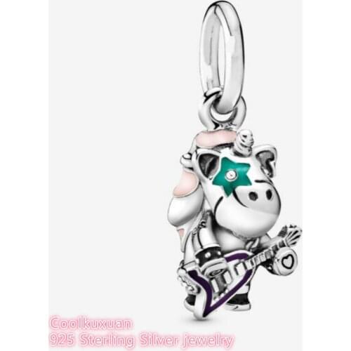 Autumn 100% 925 Sterling Silver Bruno the Unicorn Punk Band Dangle Charm beads Fits Original Pandora bracelets Jewelry