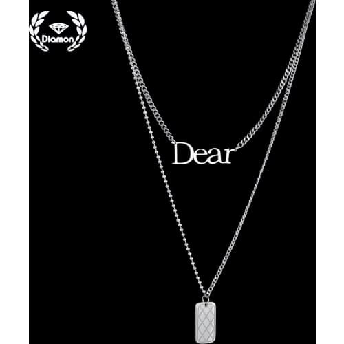 Diamon New Fashion Double Layer Jewelry Pendant Stainless Steel Necklace for Women Girl Party individuality Gifts Collier Cheap