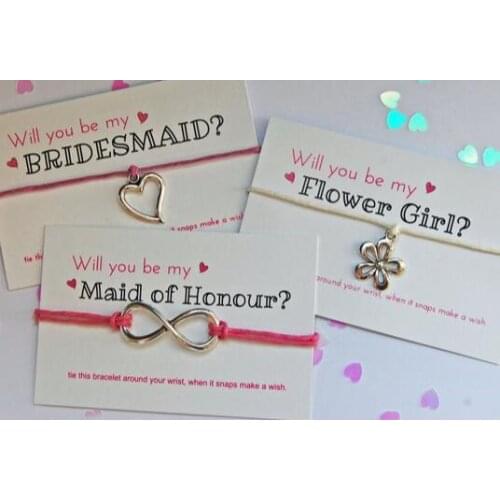 Personalize name wedding bridesmaid proposal wish bracelets, birthday jewellery gifts, Maid of Honour Wedding Hen Night gifts