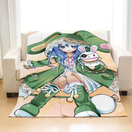 Anime 3D Printed Cartoon Girl Plush Flannel Blankets Kids Home Office Sofa Travel Washable Casual Cute Blanket Custom