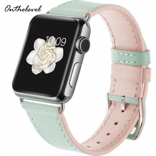 Onthelevel Genuine Leather Handmade Candy Color Apple Watch Band Women Watch Strap Reloj Watch Accessories for iWatch 1/2/3/4