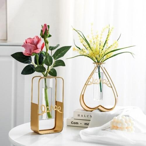 Retro Iron Line Table Flowers Vase Nordic Decoration Home Metal Plant Holder Nordic Styles Flower Vase Home Decor