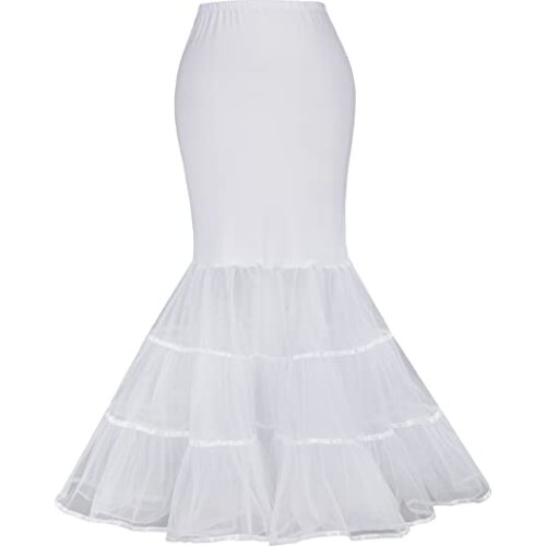Romantic New Design Womens Mermaid Fishtail Crinoline Petticoat Floor Length Wedding Underskirt