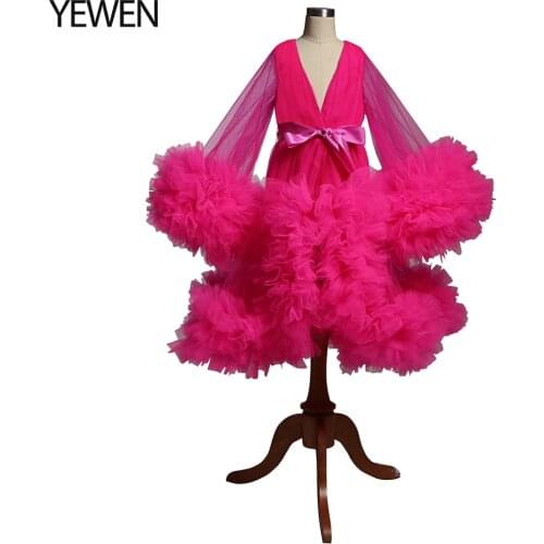 Rose Pink Ruffles Little Flower Girls Party Dresses for Weddings Baby Party Frocks Sexy Children Photo shoot Dress Custom Made