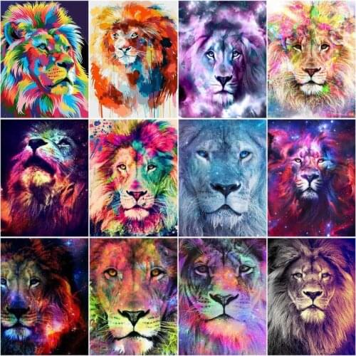 RUOPOTY 60x75cm Frame Painting By Number For Adults Lions Animals Acrylic Paint On Canvas Coloring By Numbers For Home Decors