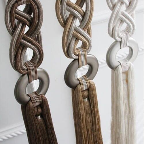 One pair tieback curtain decorative rope hand woven lanyard hanging tassels hook modern curtain Straps tie tape M212