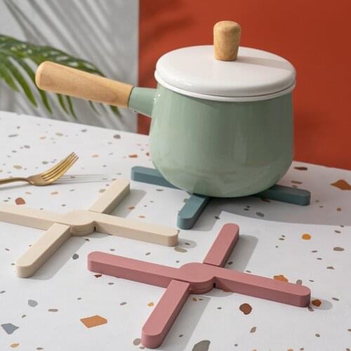 Foldable Silicone Pad Heat Resistant Non-Slip Pot Pan Mat Potholder Table Mat Dish Plate Cross Holder Coaster Kitchen Accessory