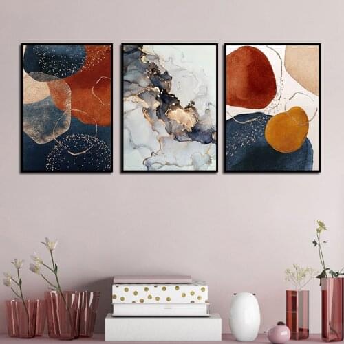 Modern Abstract Golden Marble Pattern Geometry Canvas Painting Wall Art Picture Posters Print Wallpaper Living Room Decoration