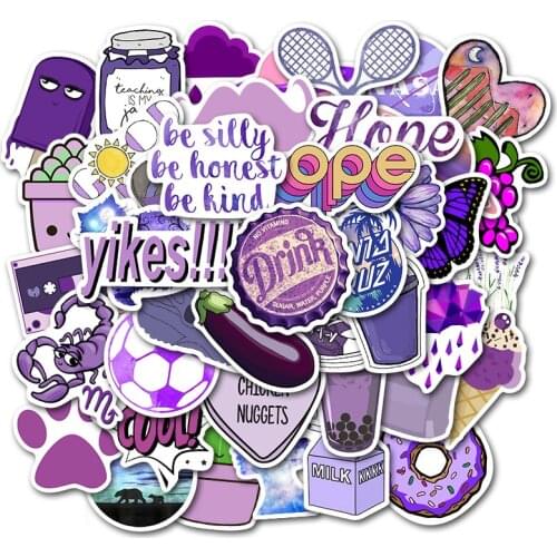 Sticker flakes stickers kpop stickers 50pcs small fresh purple suitcase sticker waterproof graffiti guitar sticker MTZ017-67