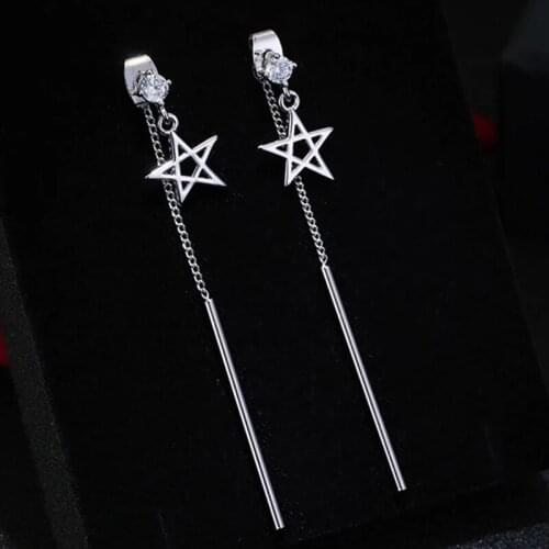 2021 New Retro Gold Silver Color Long Stars Earrings For Women Metal Tassel Ethnic Drop Hip Hop Street Jewelry Accessories