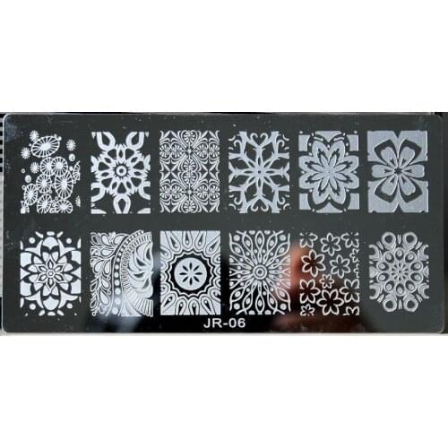 ##06 Image PlateS for stamping Nail Art Print Stamping Plates Geometric Striped Design Nail Polish Template New-Flower 06