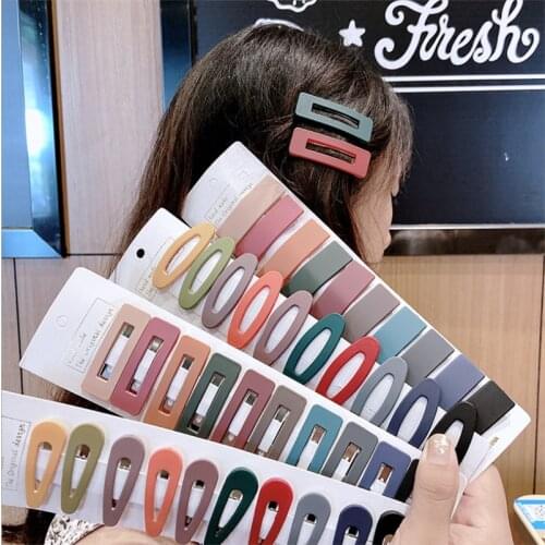 10 Pieces/Set Of Korean Simple BB Clip Candy Color Geometric Girl Fashion Top Side Clip Word Headdress HairClip Hairpin
